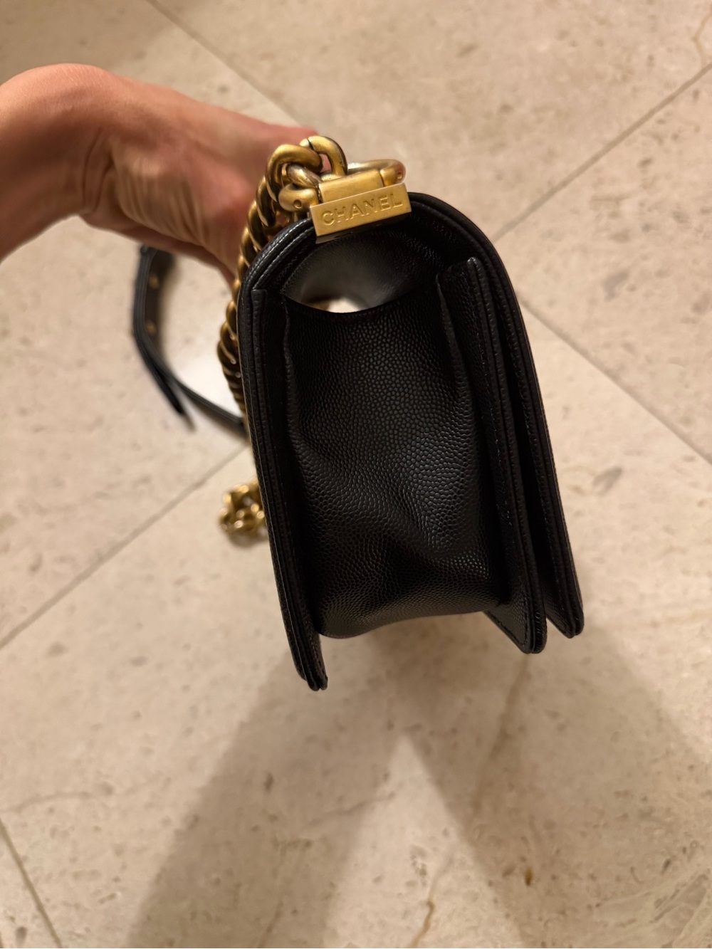 CHANEL Black Quilted Boy Crossbody with Gold Hardware - Picture 3 of 11